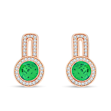 Green crystal halo earrings, 18 mm