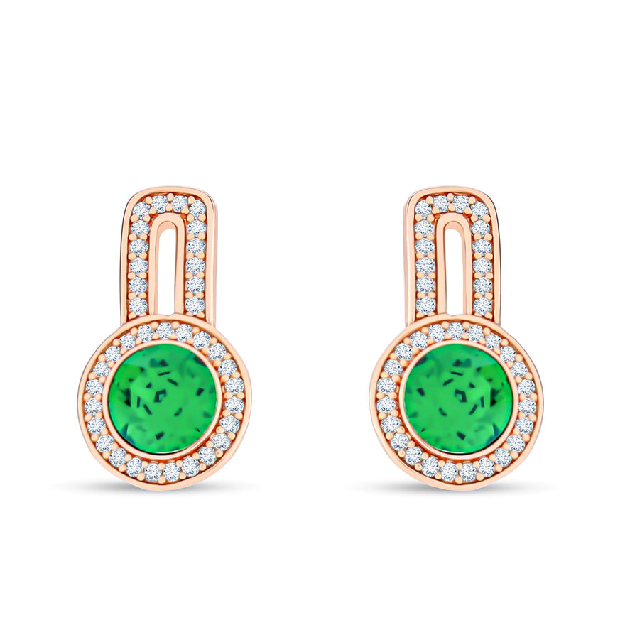 Green crystal halo earrings, 18 mm