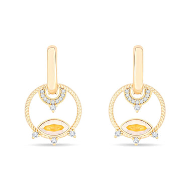 Yellow marquise stone drop earrings