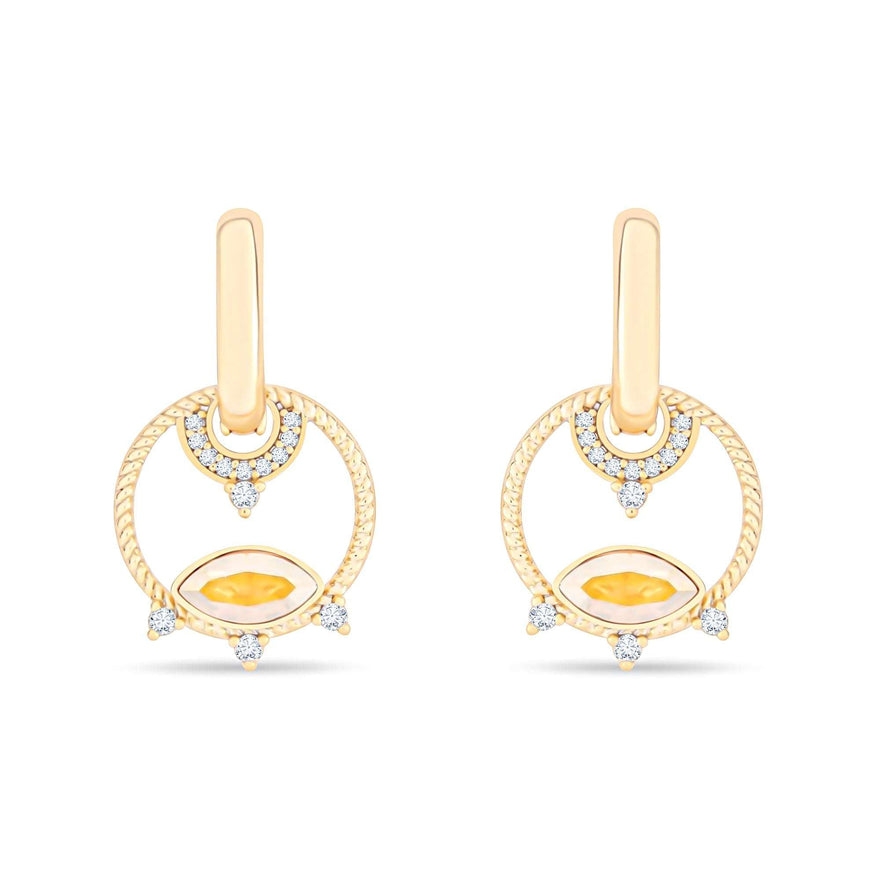 Yellow marquise stone drop earrings