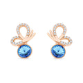 Rose gold-tone studs with a round blue crystal and cubic zirconia bow