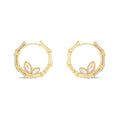 Gold-plated hoop earrings with a cubic zirconia row and two rainbow crystals