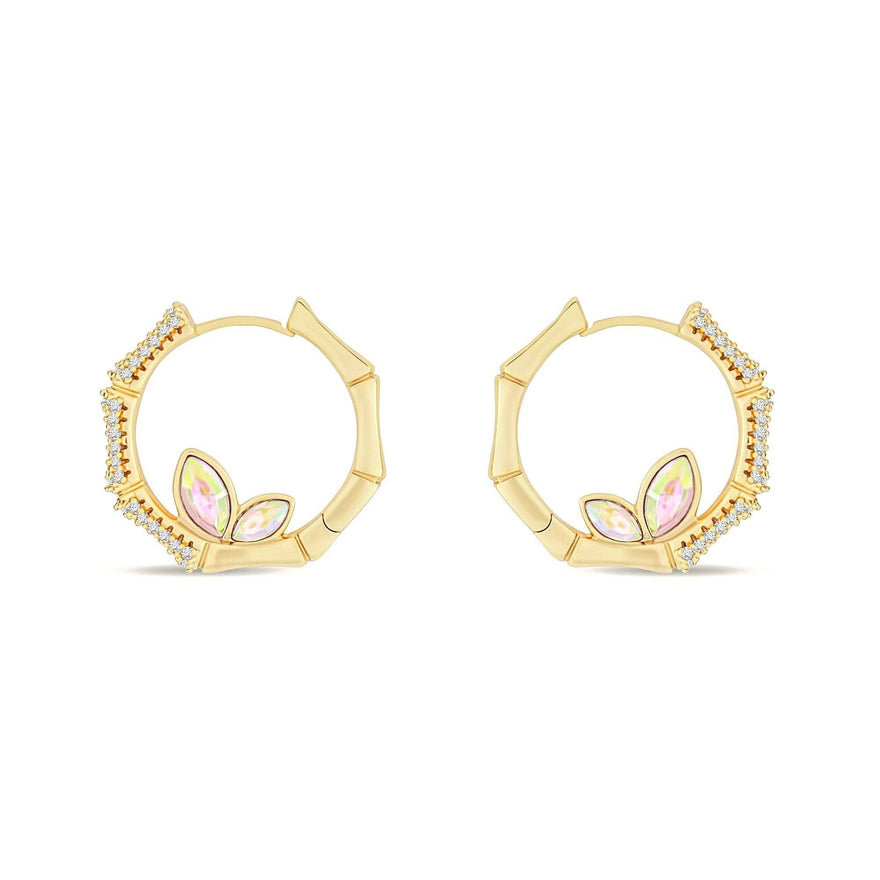 Rainbow crystal hoop earrings, 25 mm