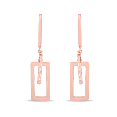 Twisted bar rectangle earrings, 48 mm