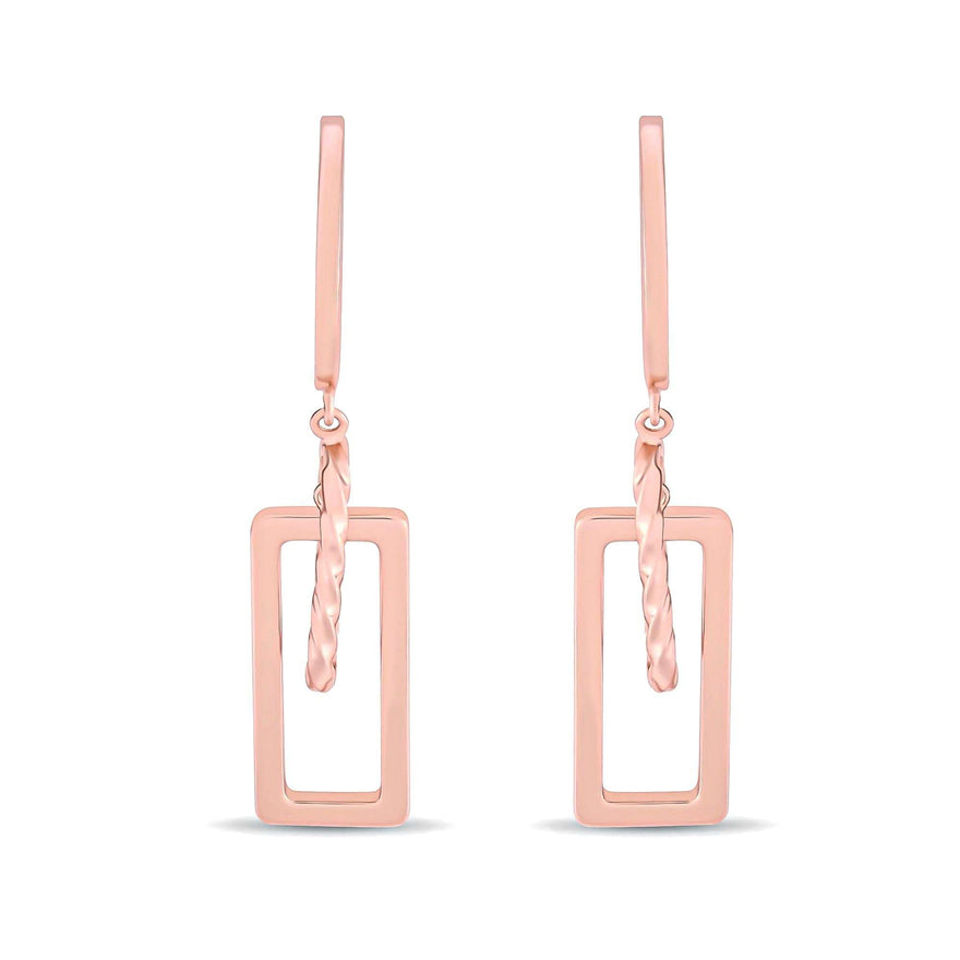 Twisted bar rectangle earrings, 48 mm