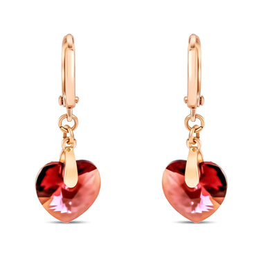 Violet heart crystal earrings, 30 mm
