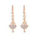 Rose gold-tone ballerina earrings with cubic zirconia skirts and French hooks