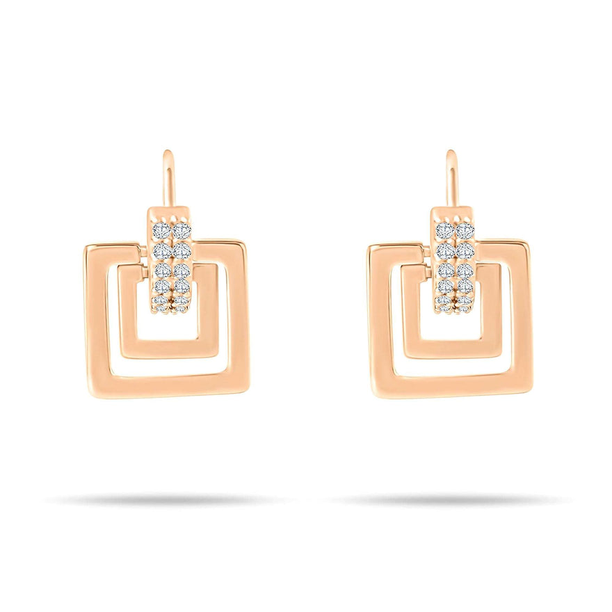 Square cubic zirconia drop earrings