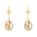 Gold-plated earrings with a champagne teardrop crystal in a cubic zirconia frame