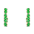 Elongated gold-plated earrings with a vertical row of green stones