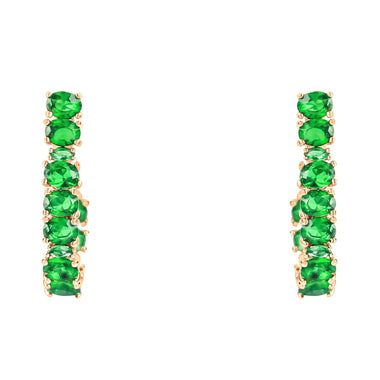 U-shaped green stone earrings, 25 mm
