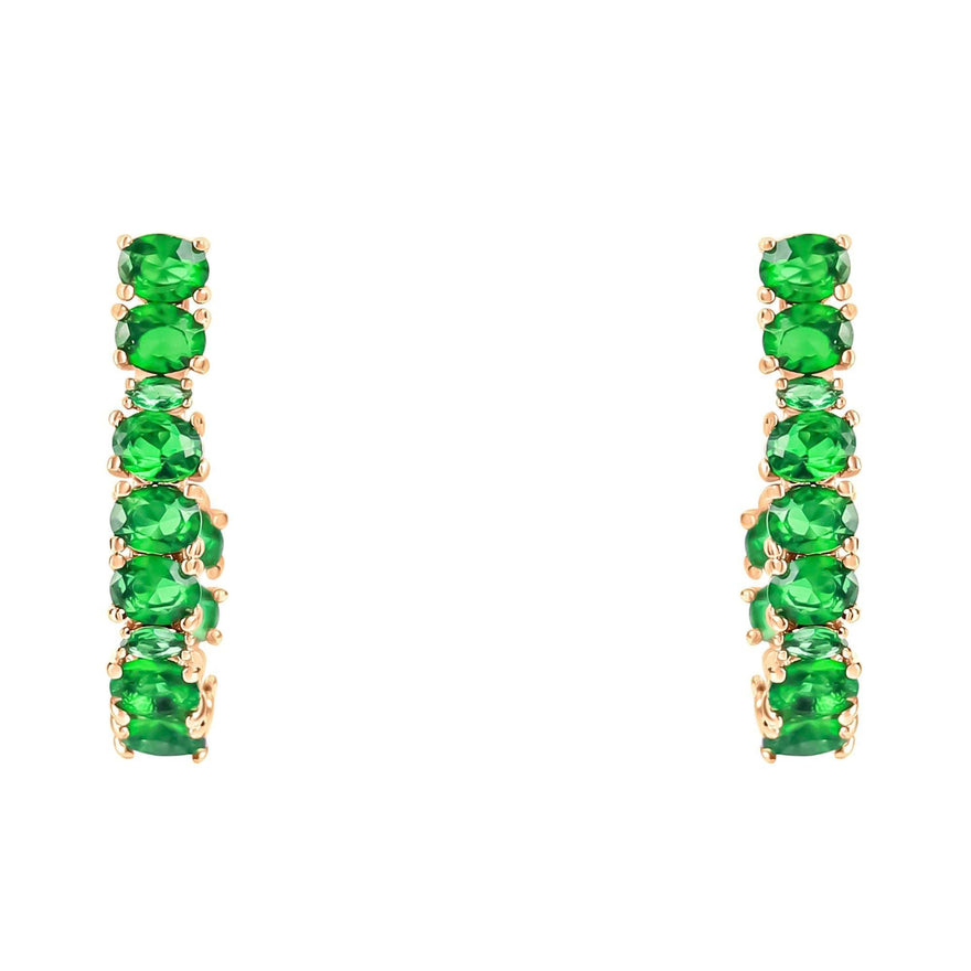 U-shaped green stone earrings, 25 mm