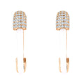 Pair of gold-plated earrings with a white ceramic arc and cubic zirconia top