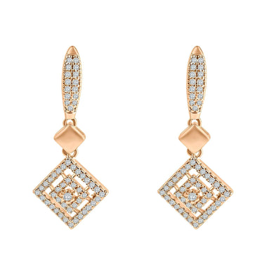 Openwork rhombus drop earrings, 35 mm