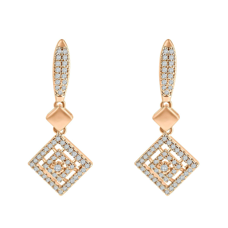 Openwork rhombus drop earrings, 35 mm