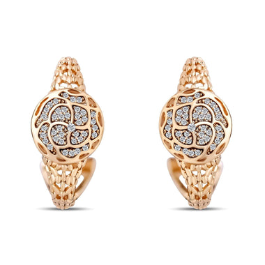Openwork rose hoop earrings, 23 mm