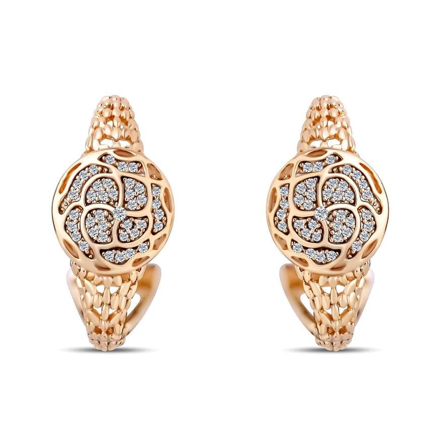 Openwork rose hoop earrings, 23 mm