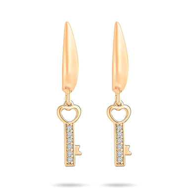 Key drop earrings with cubic zirconia