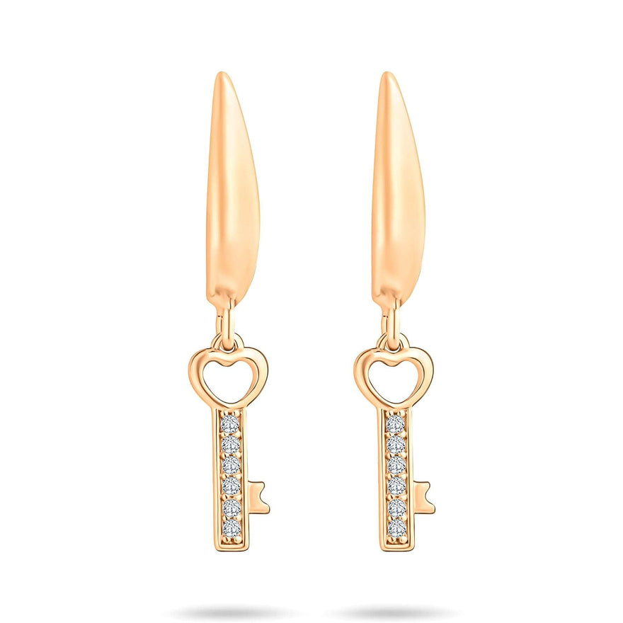 Key drop earrings with cubic zirconia