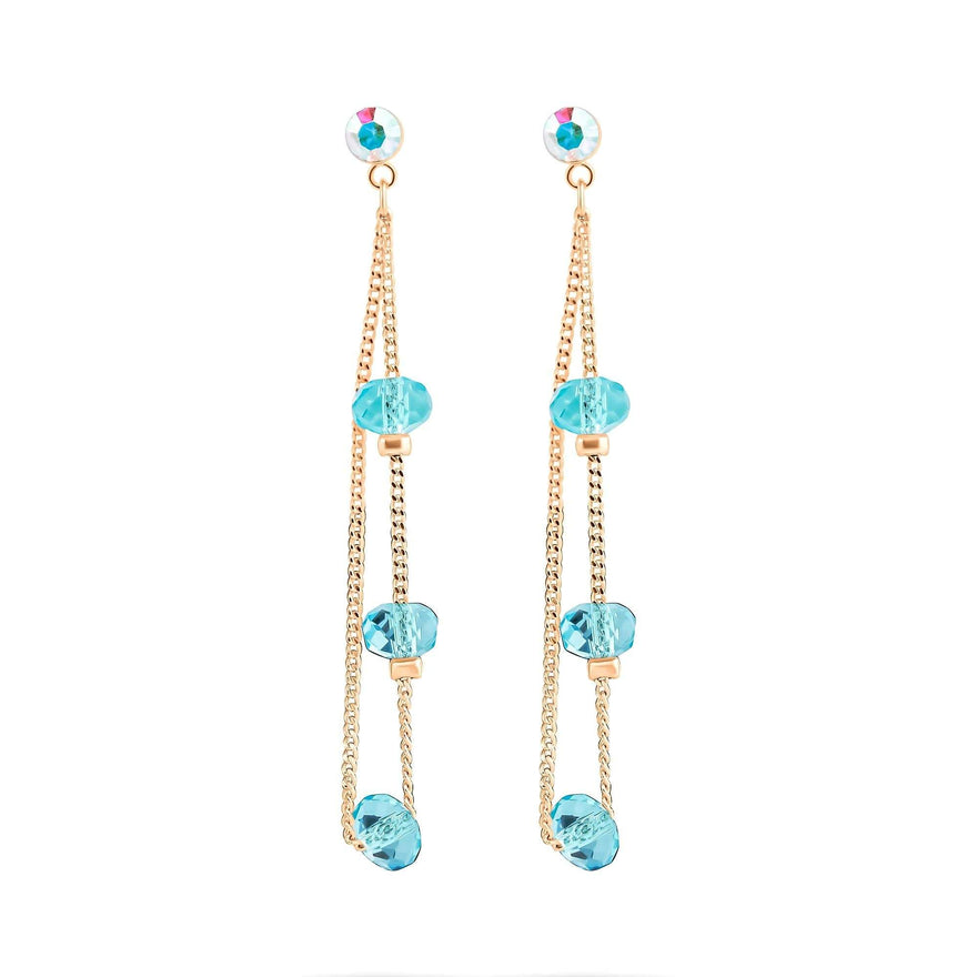 Turquoise crystal chain drop earrings