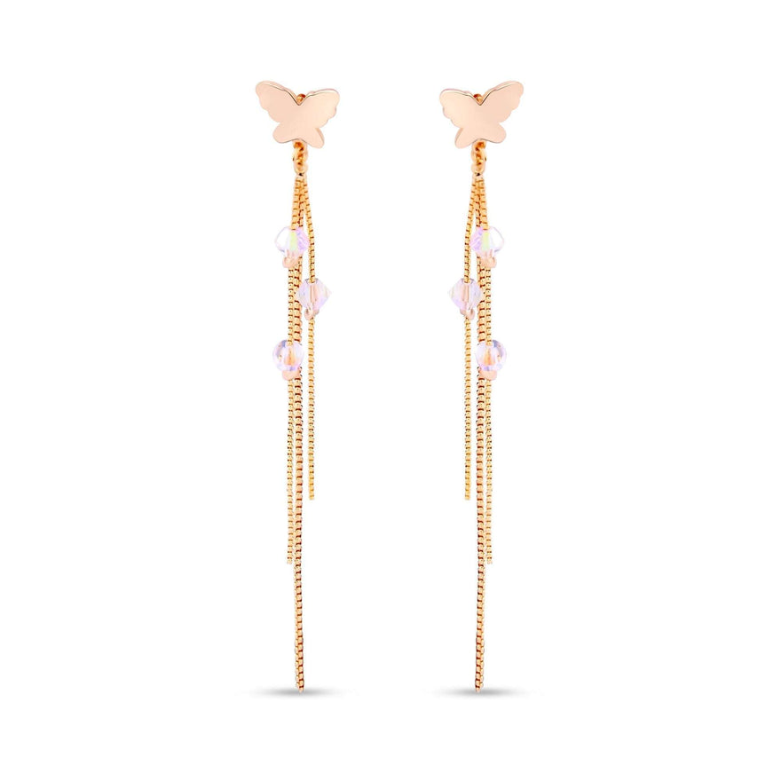 Butterfly chain earrings, 95 mm