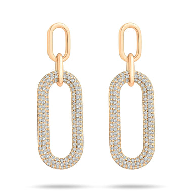 Two-link pavé drop earrings, 42 mm