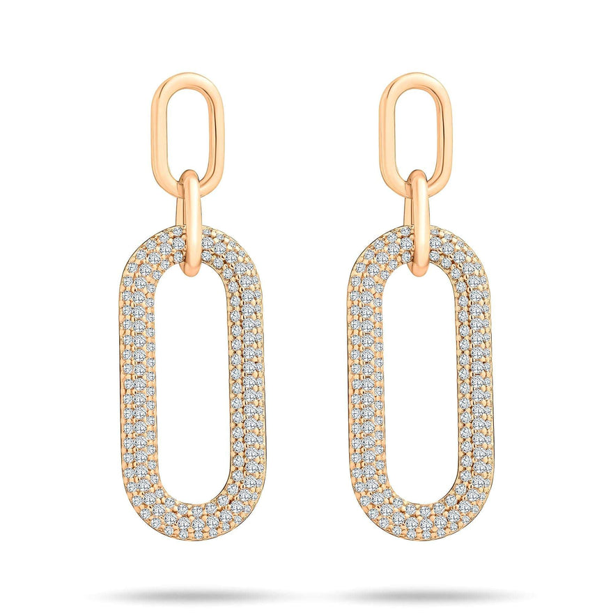 Two-link pavé drop earrings, 42 mm