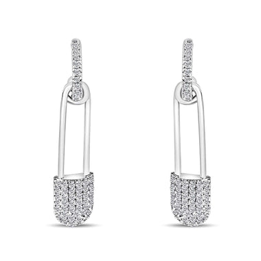 Slim safety pin earrings, 32 mm