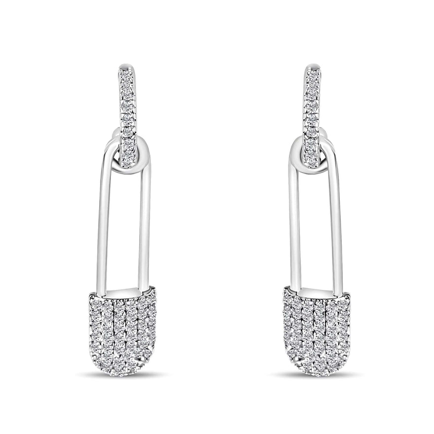 Slim safety pin earrings, 32 mm