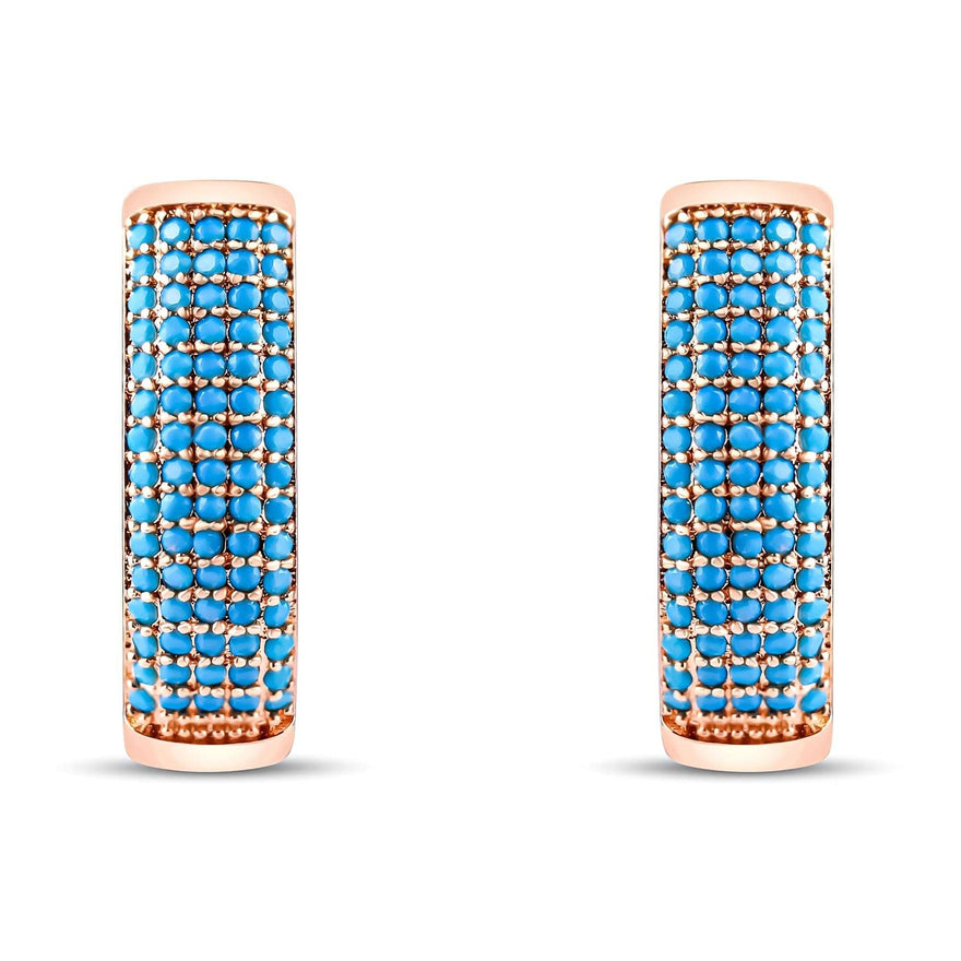Five-row blue stone earrings, 23 mm