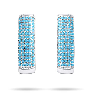 Wide band earrings with blue stones