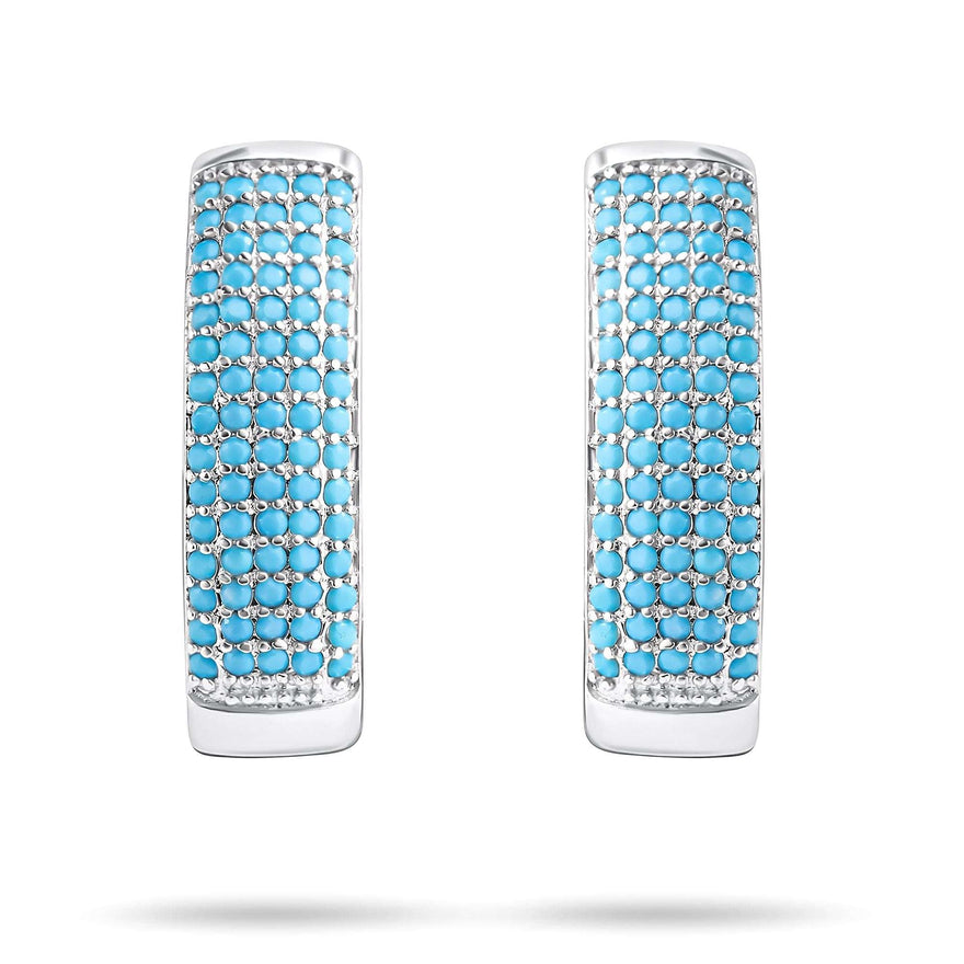 Wide band earrings with blue stones