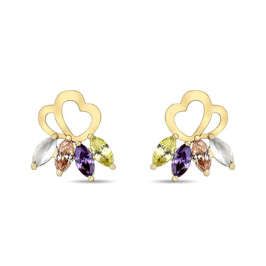Heart studs with pastel marquise stones