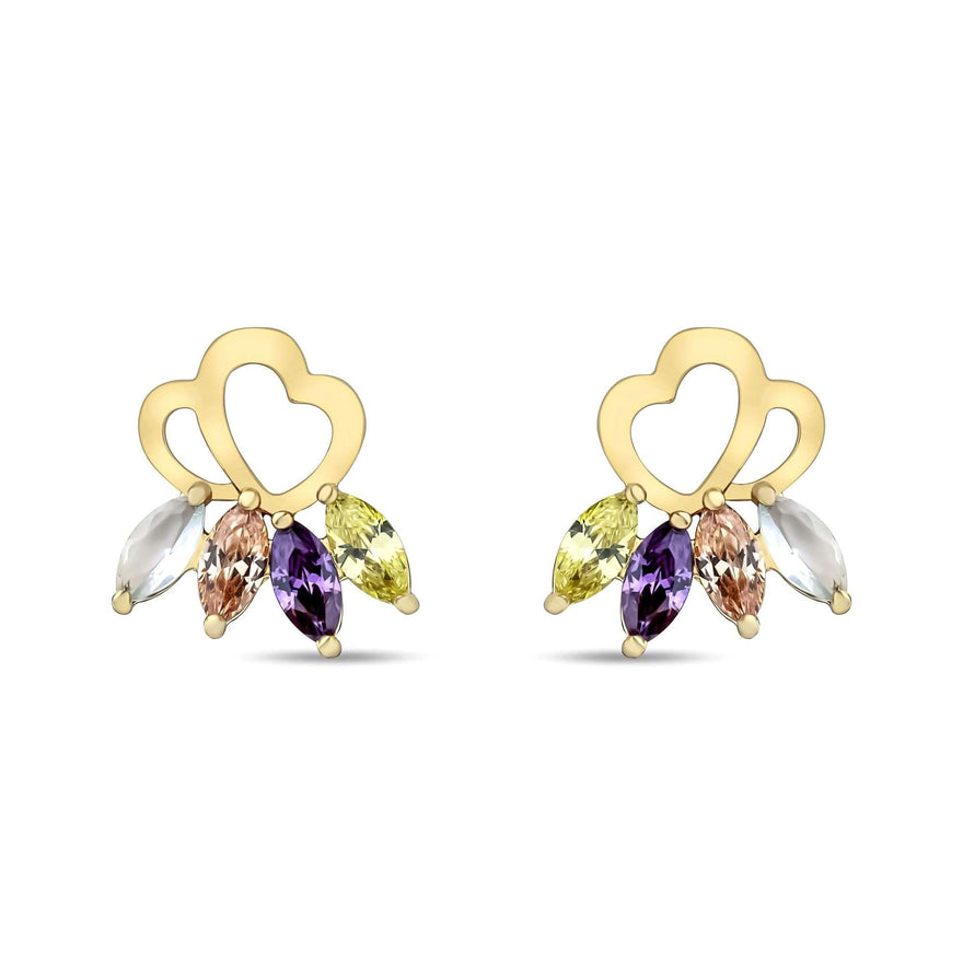 Heart studs with pastel marquise stones