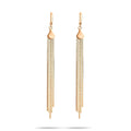 Long fringe earrings with flowing chains in rose gold tone and French hooks