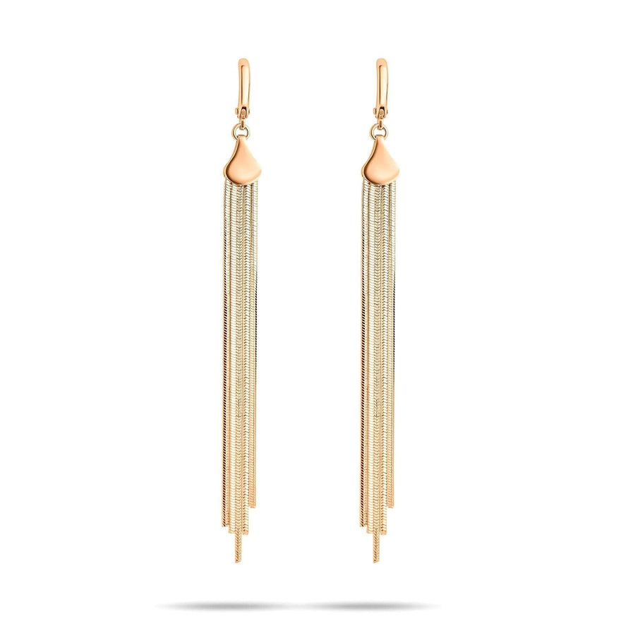 Fine chain fringe earrings, 90 mm
