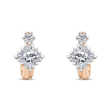 Square cubic zirconia hoops, 13 mm