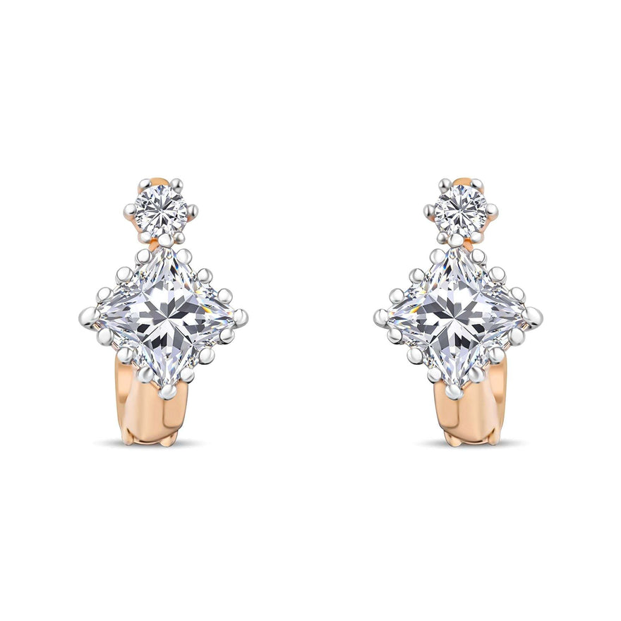 Square cubic zirconia hoops, 13 mm