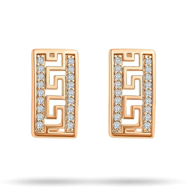 Greek key earrings with cubic zirconia