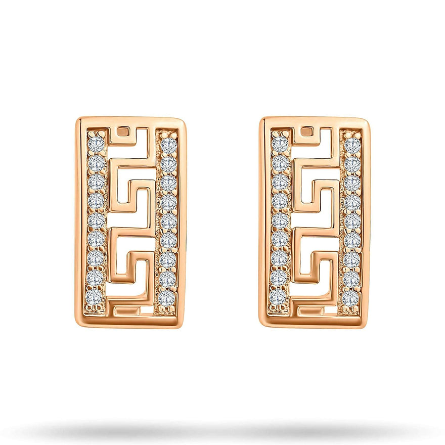 Greek key earrings with cubic zirconia
