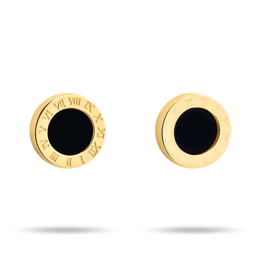 Roman numeral stud earrings, 8 mm