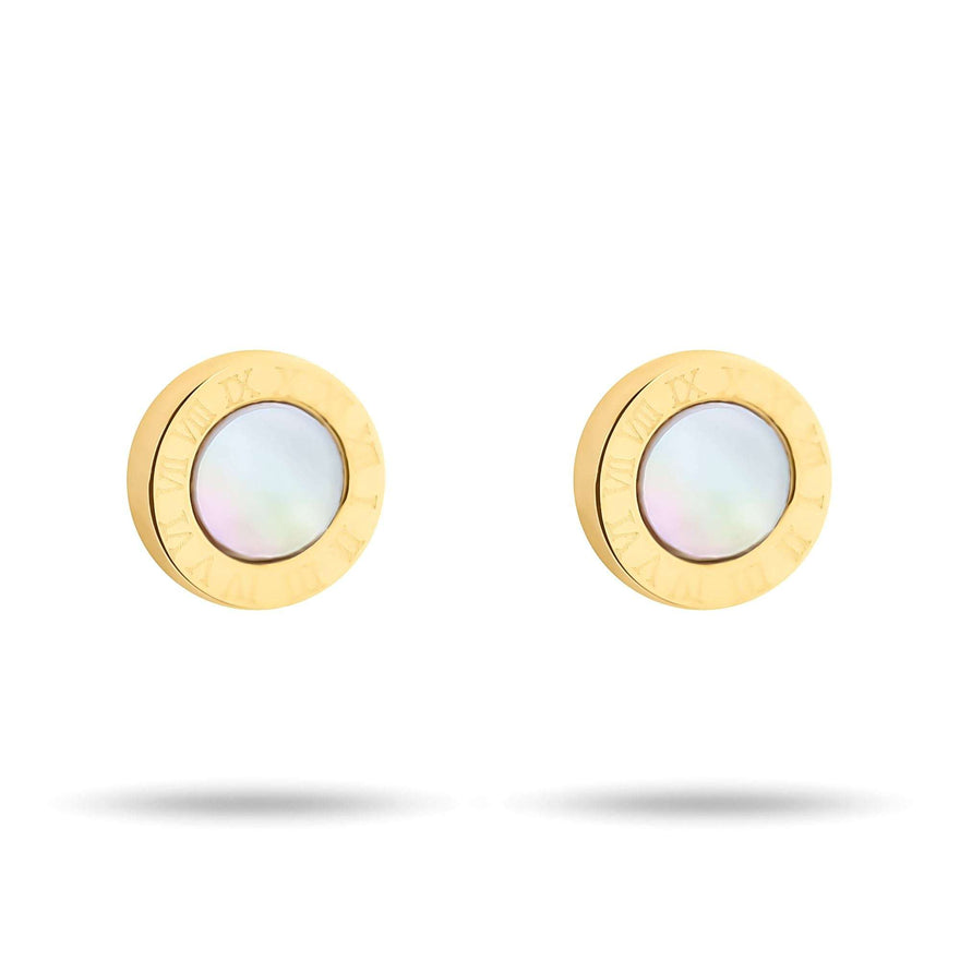 Roman numeral stud earrings, 7 mm