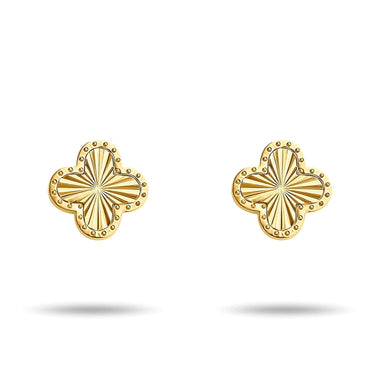 Textured four-leaf clover studs, 10 mm