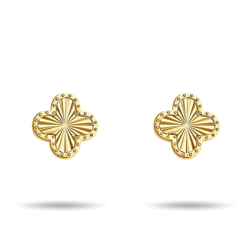 Textured four-leaf clover studs, 10 mm