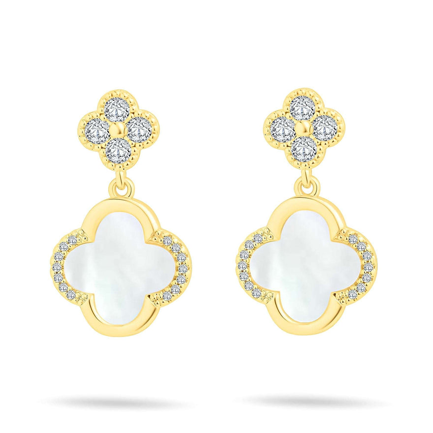 Clover drop earrings in mother-of-pearl