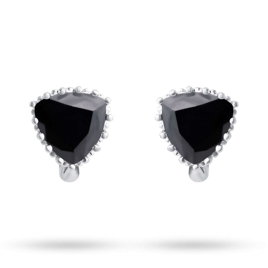 Black triangle drop earrings, 13 mm