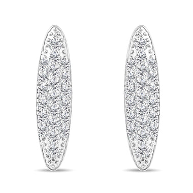 Elongated pavé drop earrings, 23 mm