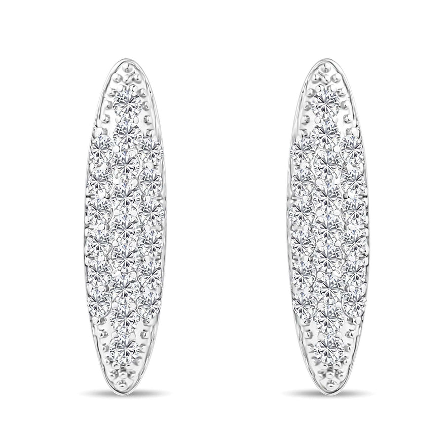 Elongated pavé drop earrings, 23 mm