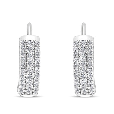 Three-row zirconia hoop earrings, 15 mm