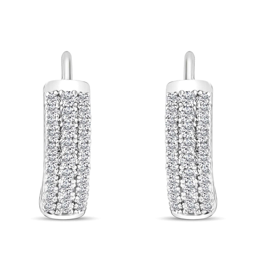 Three-row zirconia hoop earrings, 15 mm